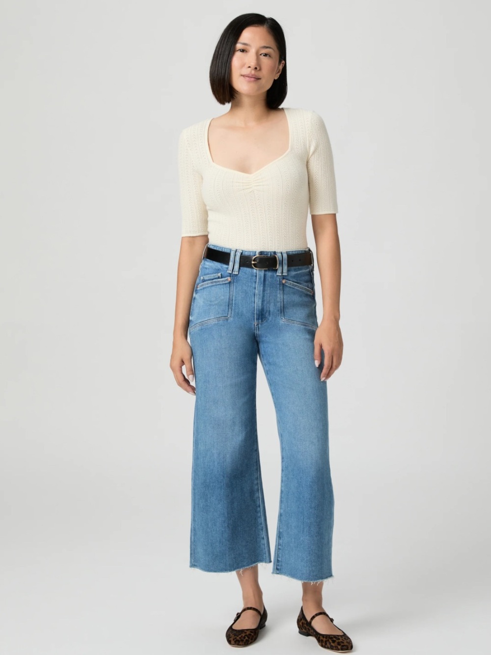 15•PAIGE Petite Anessa High Rise Ankle Wide Leg Raw Hem